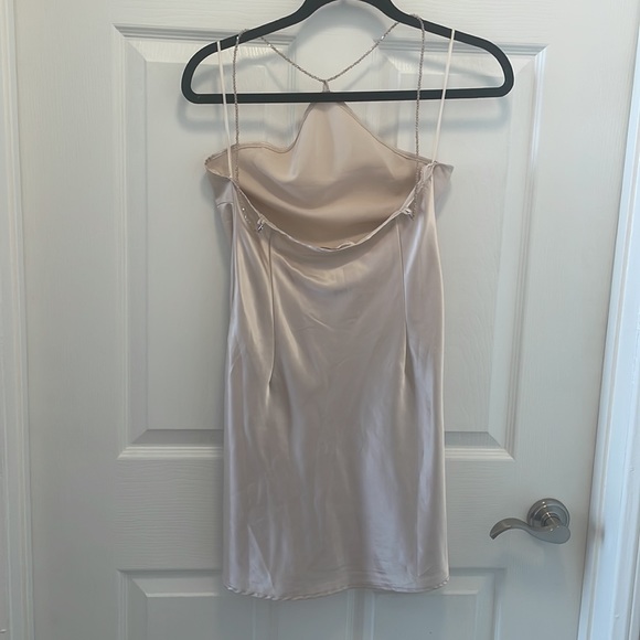 Pearly Beaded-Strap High-Neck Mini Dress - Picture 2 of 6